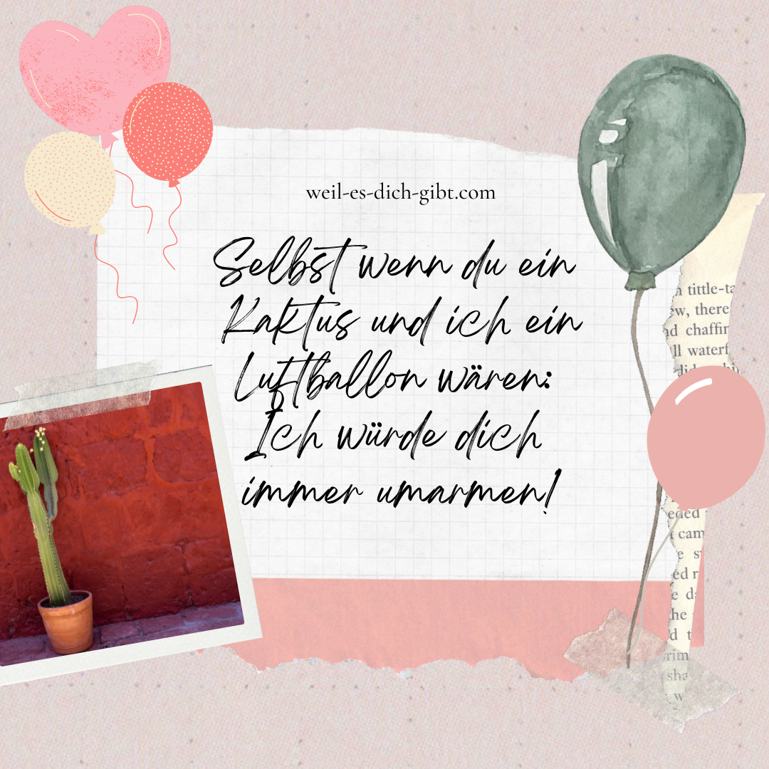 Kaktus Luftballon Umarmen Spruch Valentinstag Weil Es Dich Gibt