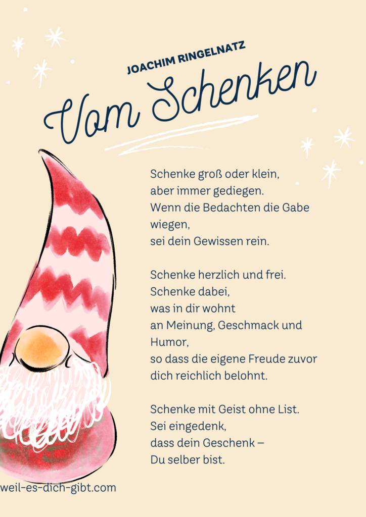 Vom Schenken - berührendes Weihnachtsgedicht von Joachim Ringelnatz