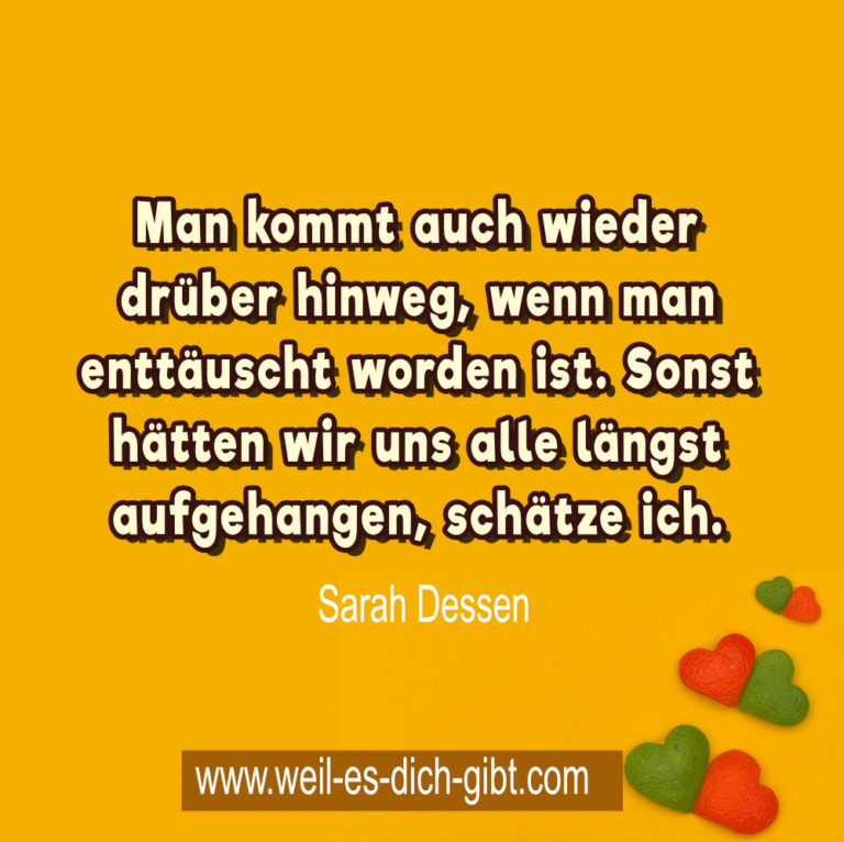 „Man kommt auch darüber hinweg, wenn man enttäuscht worden ist. Sonst hätten wir uns alle längst aufgehängt, schätze ich.“ – Sarah Dessen über die Kraft, weiterzumachen