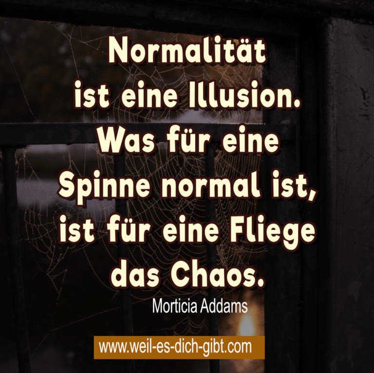 „Normalität ist Illusion. Was für eine Spinne normal ist, ist für eine Fliege das Chaos.“ – Morticia Addams über Perspektiven und Realität