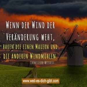 Wenn der Wind der Veränderung weht, bauen die einen Mauern und die anderen Windmühlen.