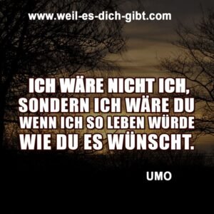 Ich wäre nicht ich, sondern ich wäre du, wenn ich so leben würde, wie du es wünscht.