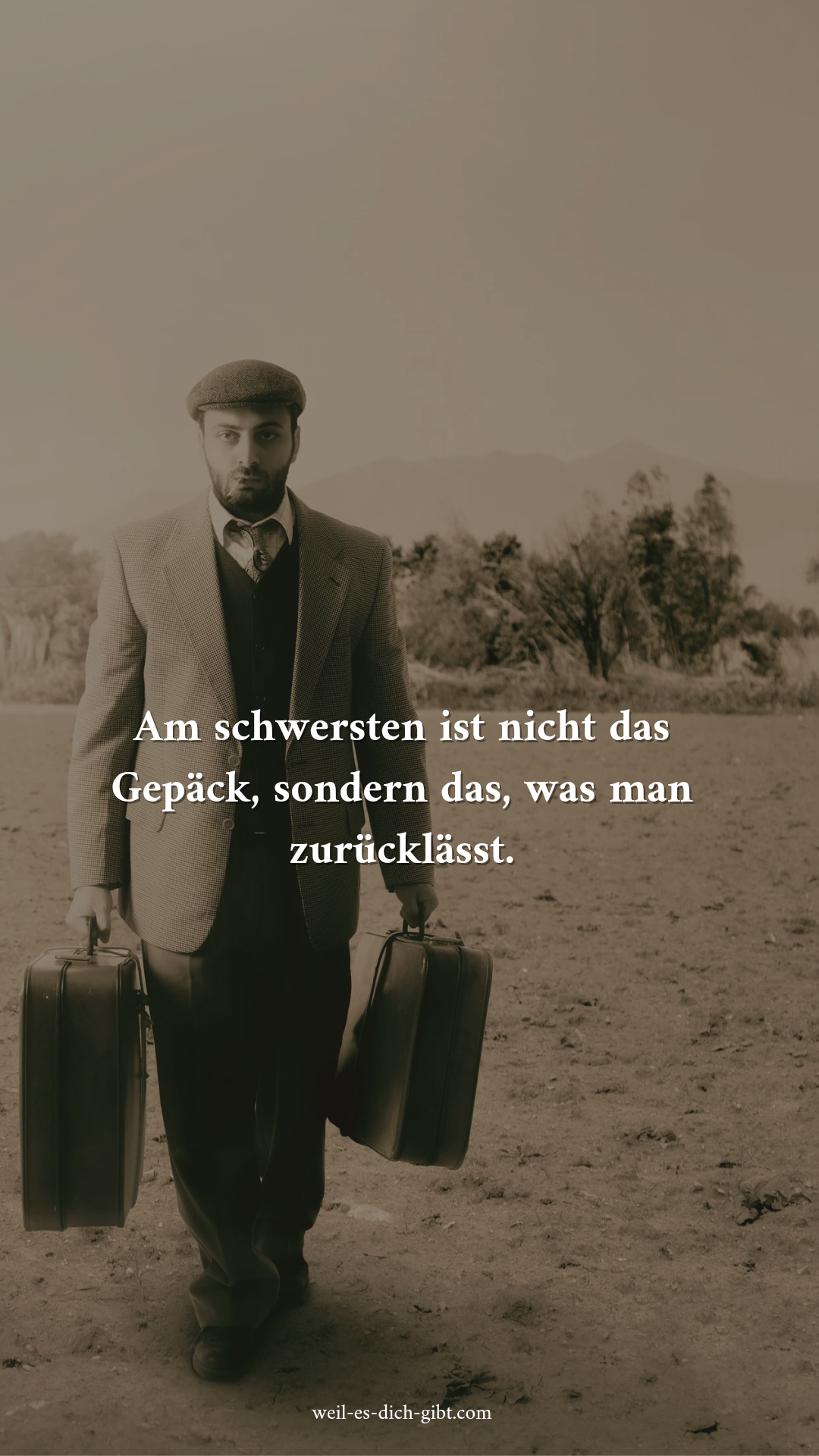 Am schwersten ist nicht das Gepäck, sondern das, was man zurücklässt – „Am schwersten ist nicht das Gepäck, sondern das, was man zurücklässt.“ Dieser... | Inspiration & Gedanken