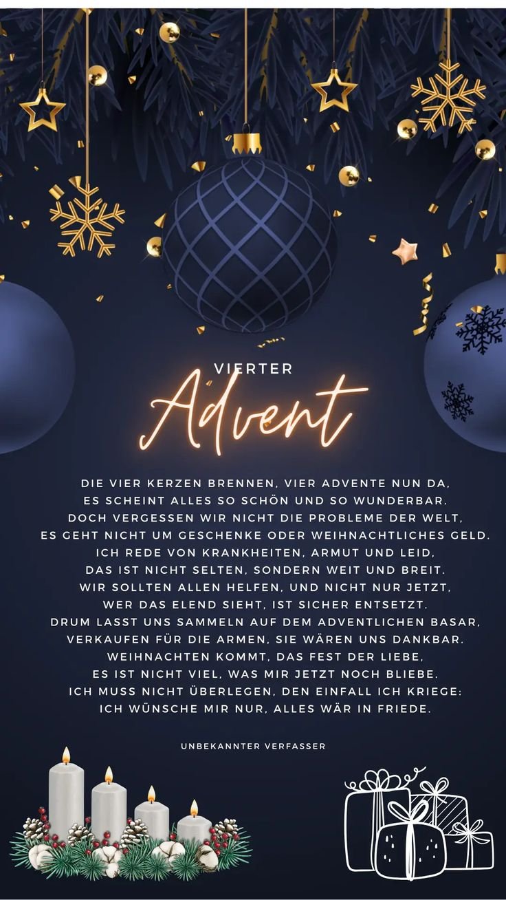 Die vier Kerzen brennen, vier Advente nun da – Inmitten des festlichen Glanzes und der besinnlichen Vorfreude stellt ein Gedicht wie... | Inspiration & Gedanken