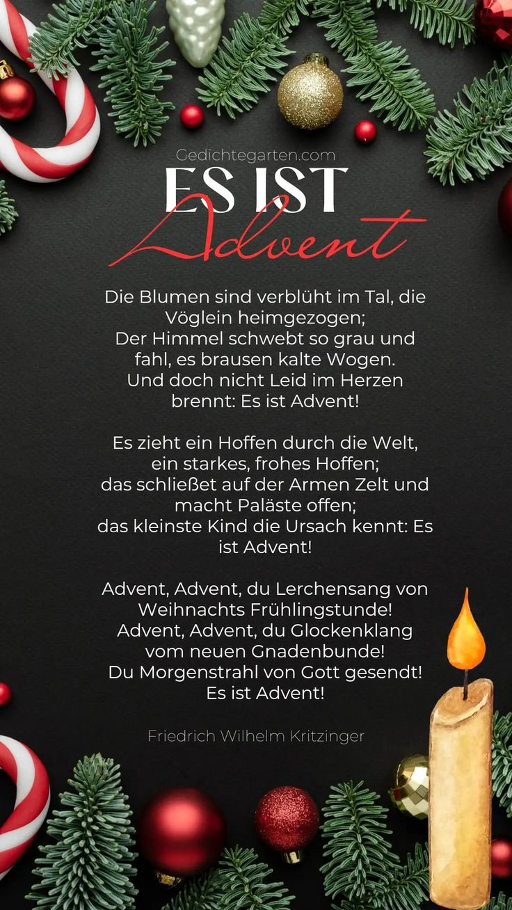 Friedrich Wilhelm Kritzinger: Es ist Advent – Wenn die Natur erstarrt und die Welt grau erscheint, kann ein einziges... | Inspiration & Gedanken