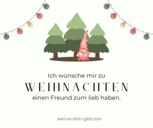 Ich wünsche mir zu Weihnachten einen Freund zum lieb haben.