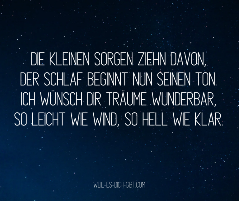 Bild: Kleinen Sorgen Ziehn Davon Ein Gedicht Für Leichte Träume Guten Schlaf - Gute Nacht & Abendgrüße, Sprüche