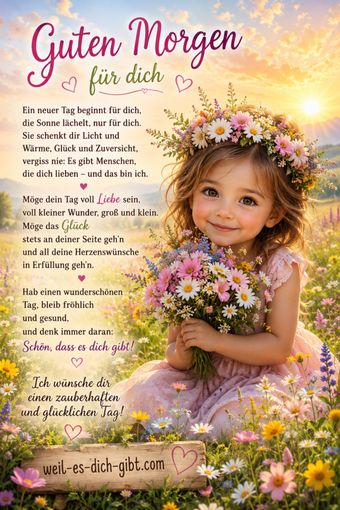 Illustration zum Thema: Guten Morgen Möge Dein Tag Voller Glück Lächeln Kleiner Wunder Sein