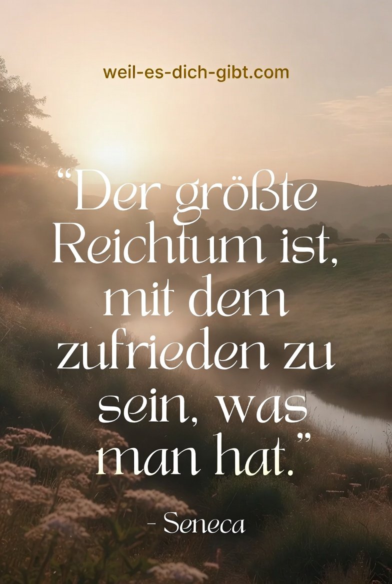 Visualisierung: Größte Reichtum Zufrieden Sein Was Man Hat Seneca Zitat Seine Tiefe Weisheit