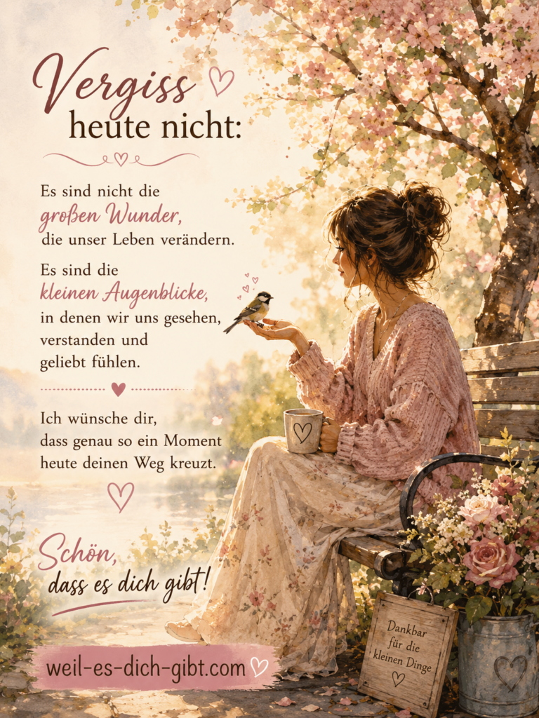 Illustration zum Thema: Vergiss Heute Nicht Kleinen Augenblicke Oft Größten Geschenke