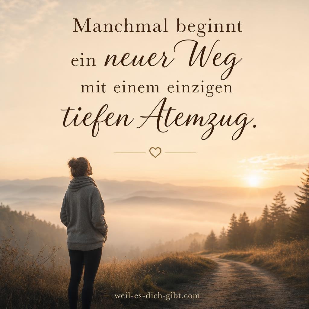 Illustration zum Thema: Manchmal Beginnt Ein Neuer Weg Einzigen Tiefen Atemzug