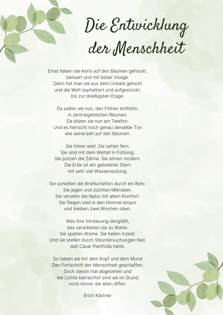 Illustration zum Thema: Erich Kästner Entwicklung Menschheit Ein Ehrliches Gedicht Über Uns Menschen