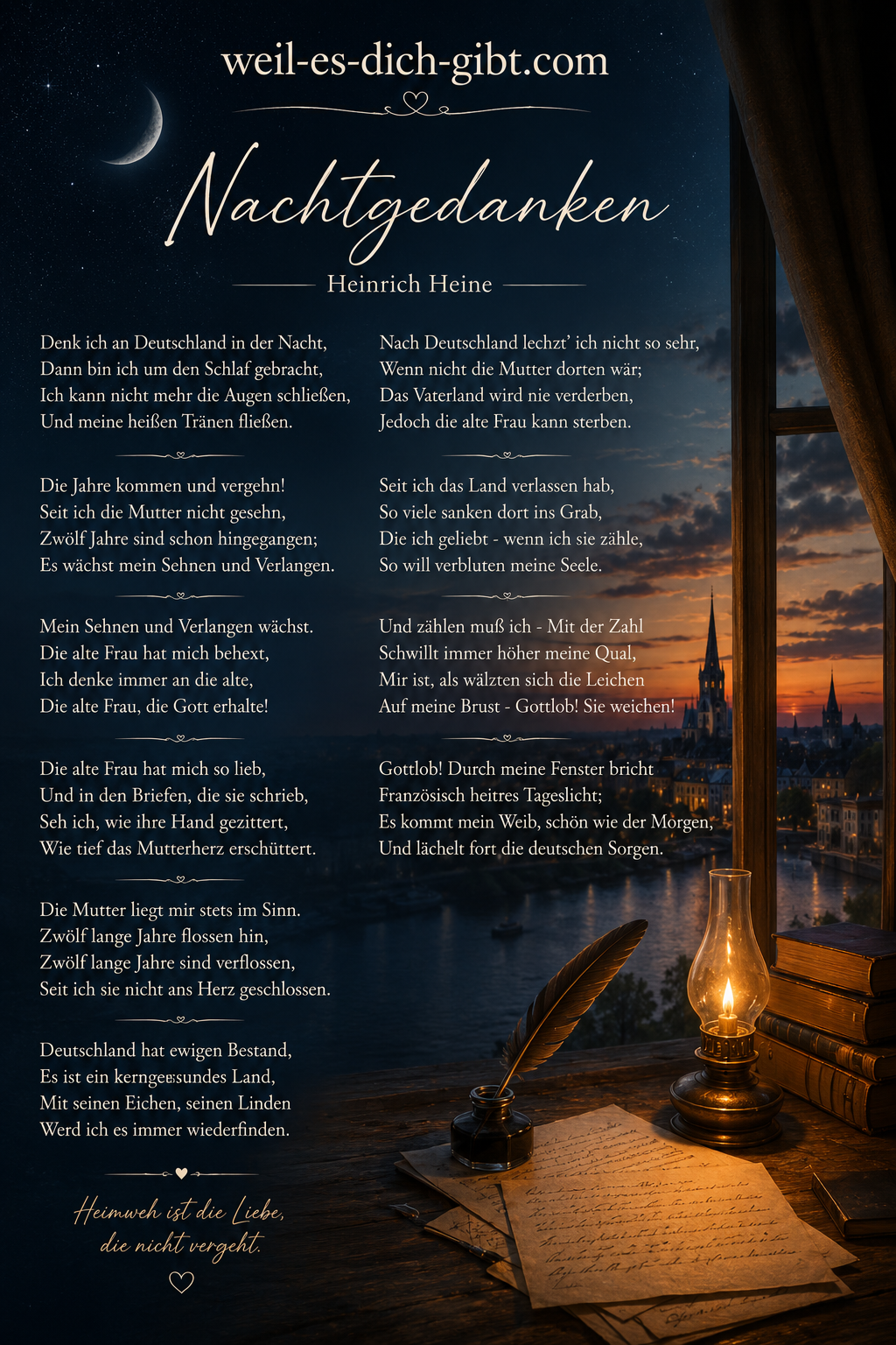 Visualisierung: Heinrich Heine Nachtgedanken Ein Bewegendes Gedicht Über Sehnsucht Heimat