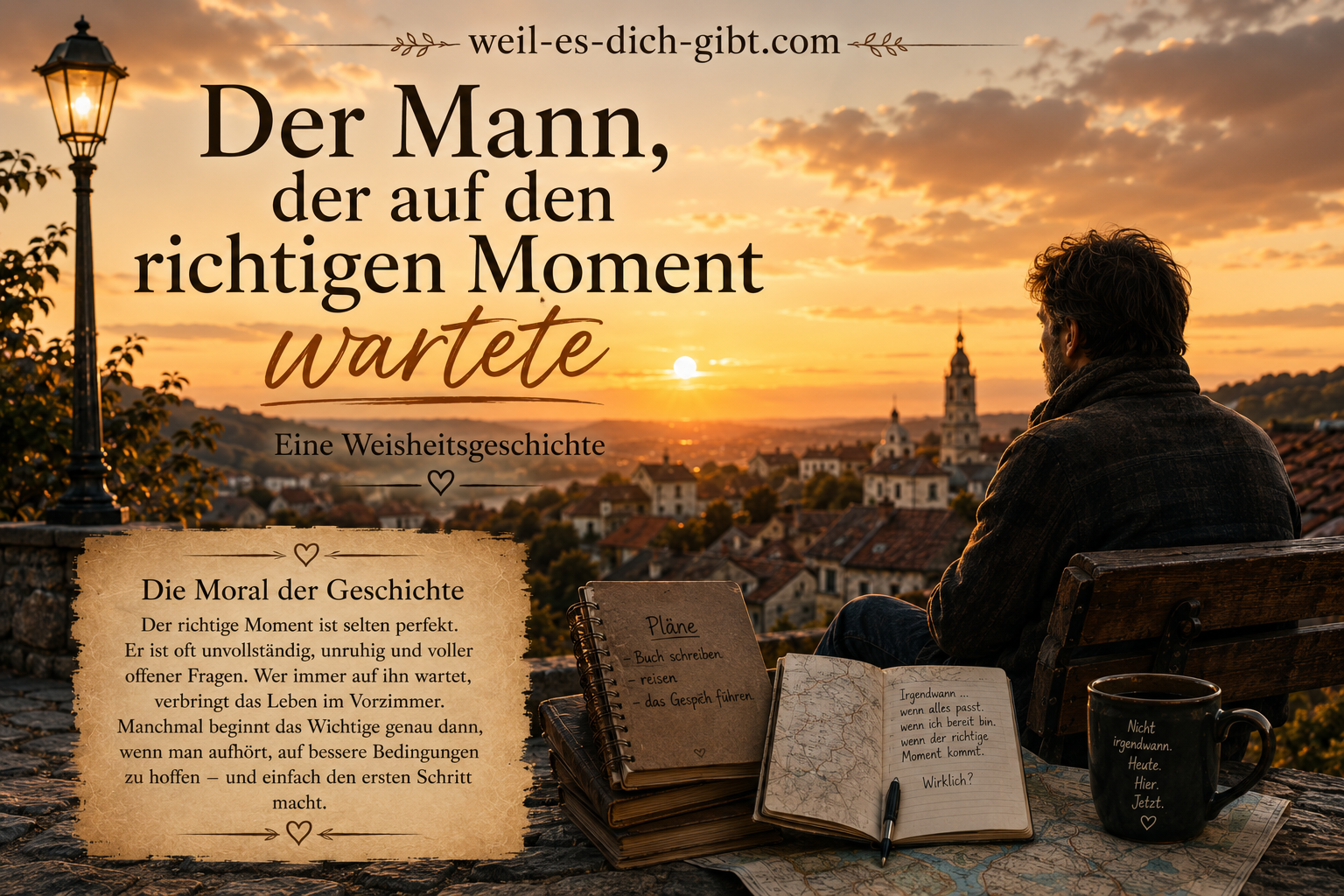 Bild: Mann Richtigen Moment Wartete Weisheitsgeschichte - Philosophische Kurzgeschichten / Weisheitsgeschichten, Kurzgeschich