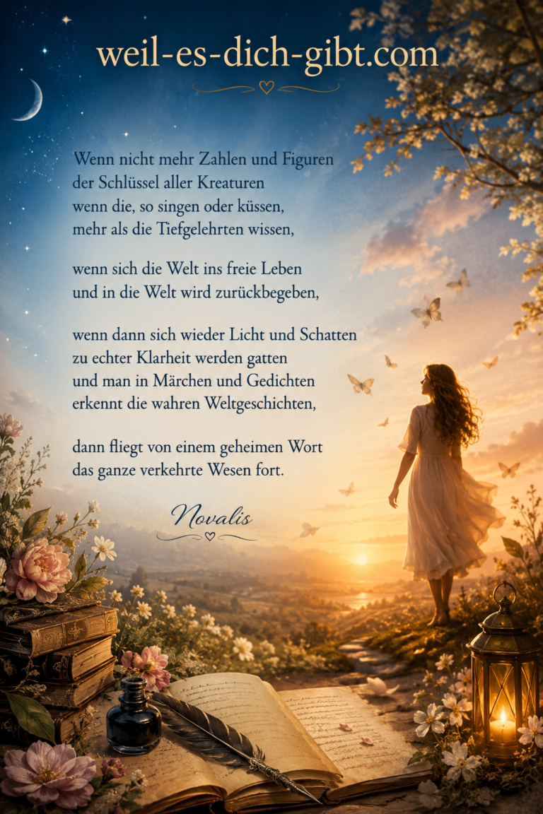 Bild: Novalis Gedicht Wenn Nicht Mehr Zahlen Figuren Warum Poesie Märchen Uns Wahre Welt Zeigen - Nachdenkliche Gedichte, Ge
