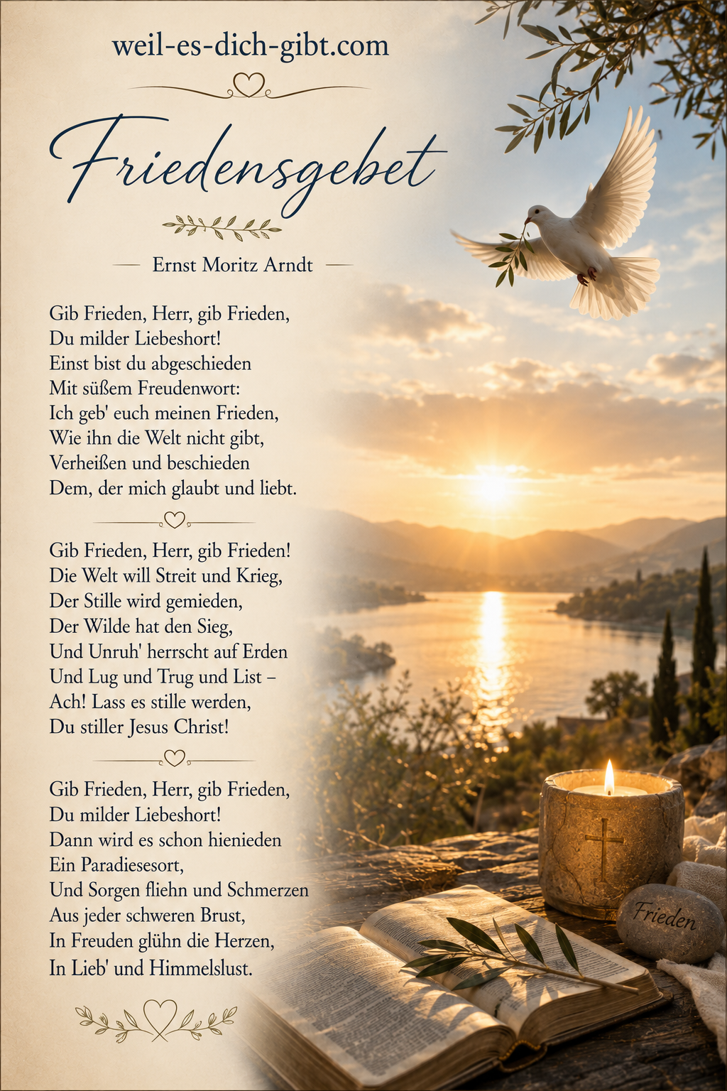Visualisierung: Ernst Moritz Arndt Friedensgebet Ein Kraftvolles Gedicht Um Frieden