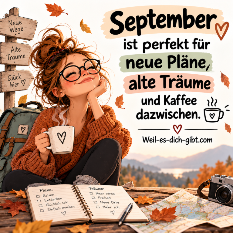 Bild: September Zeit Für Neue Pläne Alte Träume Gute Tasse Kaffee - Herbst Sprüche, Sprüche