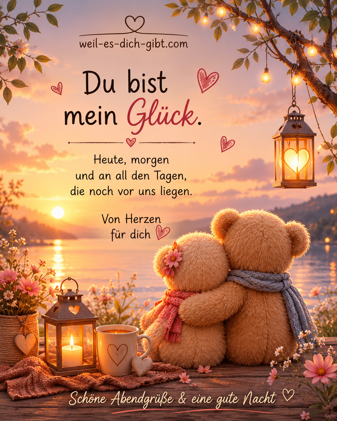 Schöne Abendgrüße Du Bist Mein Glück - anschauliche Darstellung