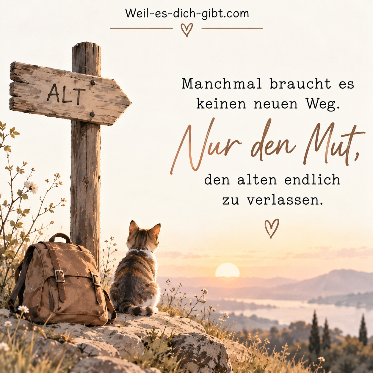 Bild: Manchmal Braucht Es Keinen Neuen Weg Nur Mut Alten Verlassen - Nachdenkliche Sprüche, Sprüche