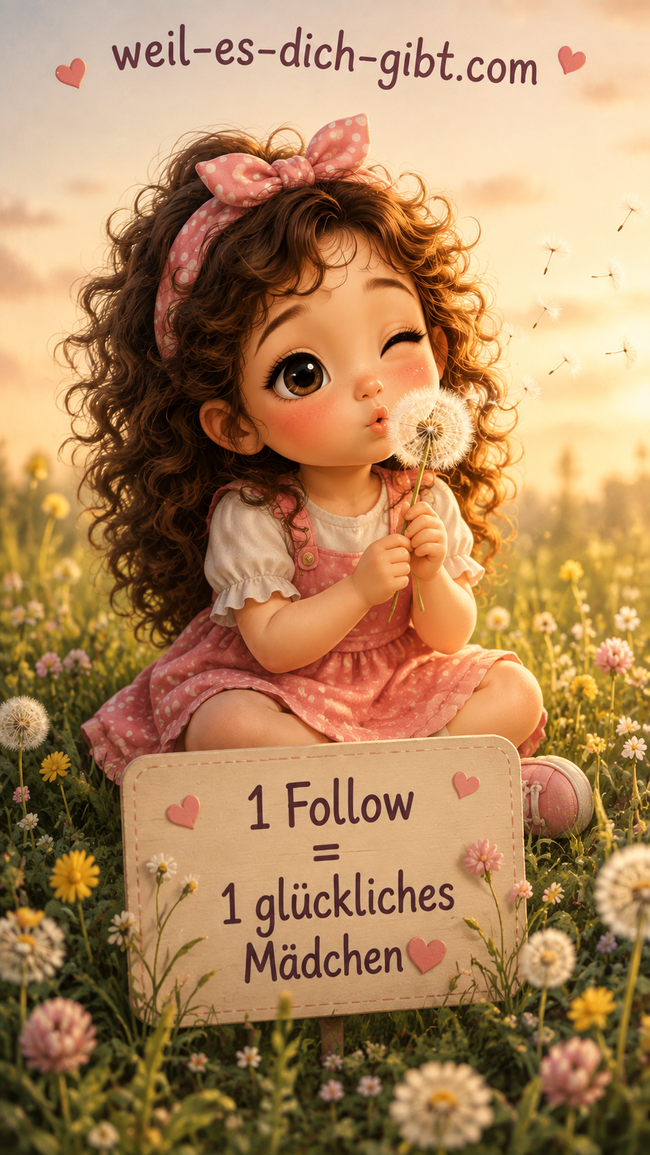 1 Follow 1 Glückliches Mädchen - anschauliche Darstellung