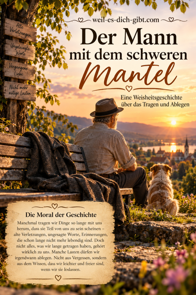 Mann Schweren Mantel Weisheitsgeschichte Über Tragen Ablegen - anschauliche Darstellung