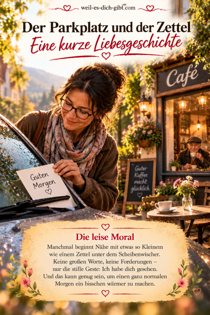 Parkplatz Zettel Kurze Liebesgeschichte - anschauliche Darstellung