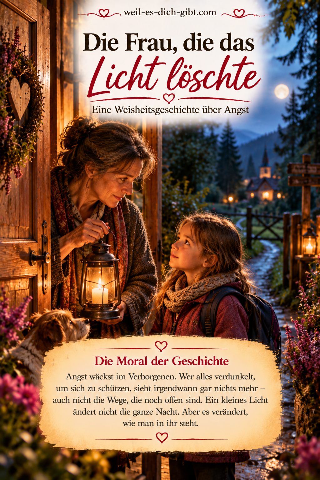 Illustration zum Thema: Frau Licht Löschte Weisheitsgeschichte Über Angst