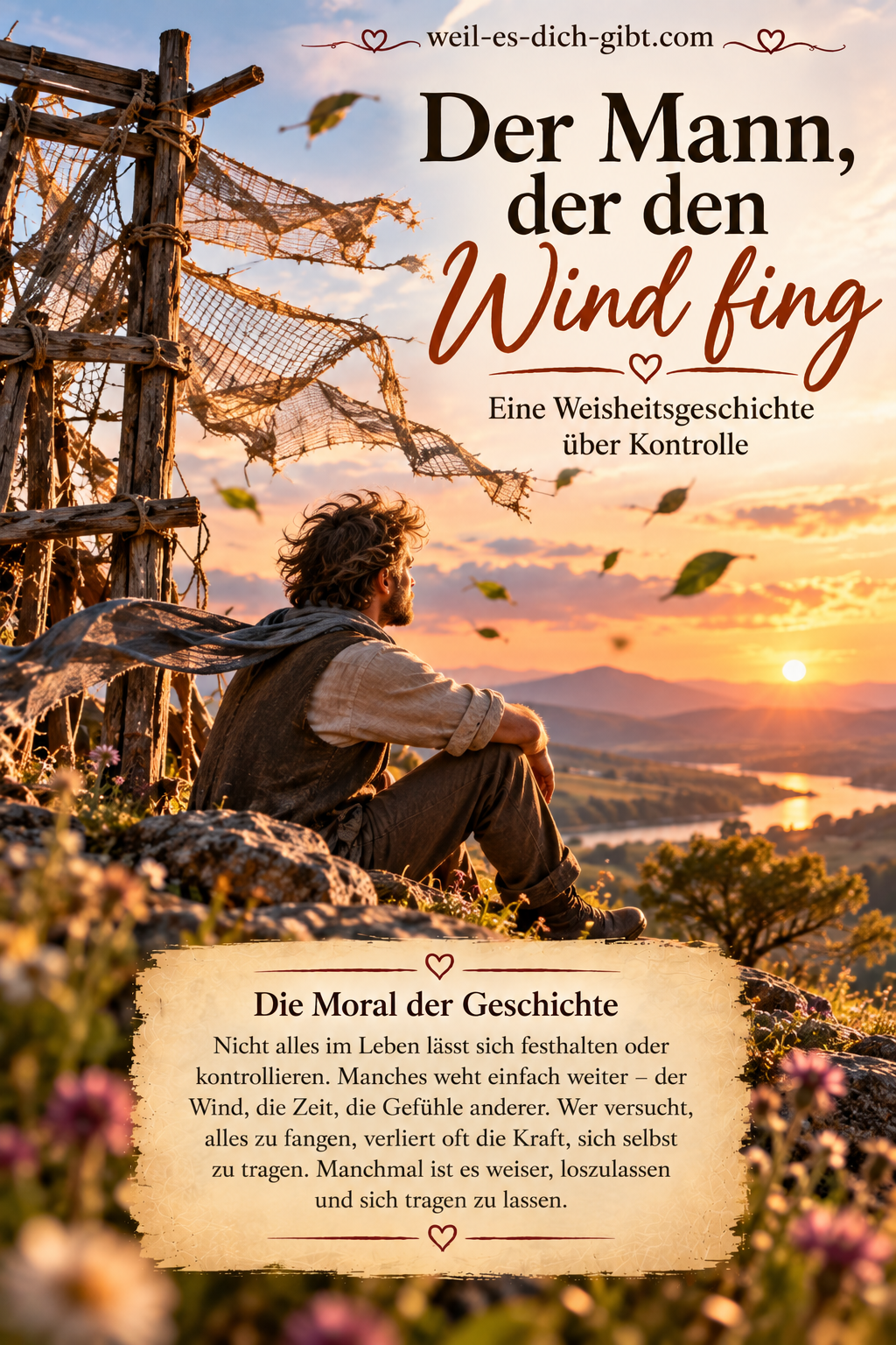 Bild: Mann Wind Fing Weisheitsgeschichte Über Kontrolle - Philosophische Kurzgeschichten / Weisheitsgeschichten, Kurzgeschic