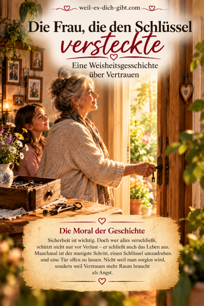 Illustration zum Thema: Frau Schlüssel Versteckte Weisheitsgeschichte Über Vertrauen
