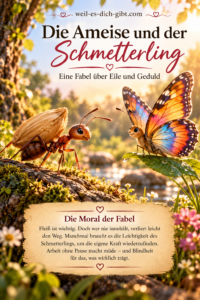 Die Ameise und der Schmetterling – Eine Fabel über Eile und Geduld