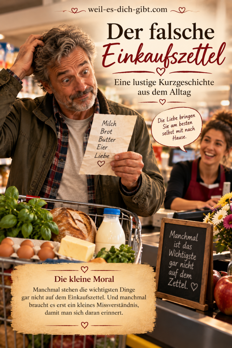 Illustration zum Thema: Falsche Einkaufszettel Lustige Kurzgeschichte Alltag